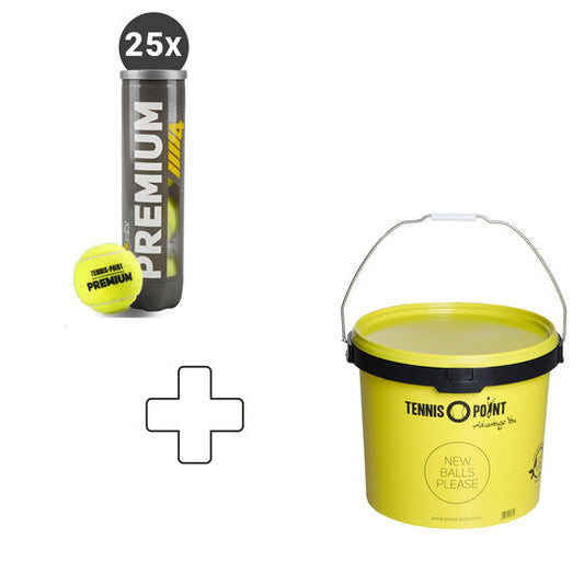 Tennis-Point 25 X Premium 4er Dose Plus Balleimer
